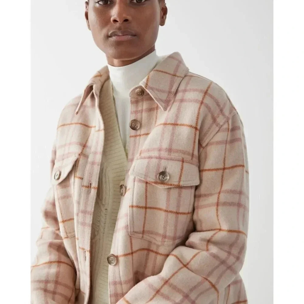 Joie Plaid Long Shacket In Pink Combo